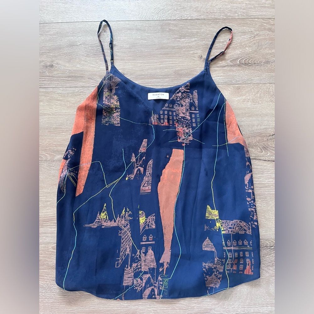 Babaton Abstract Navy and Orange Camisole